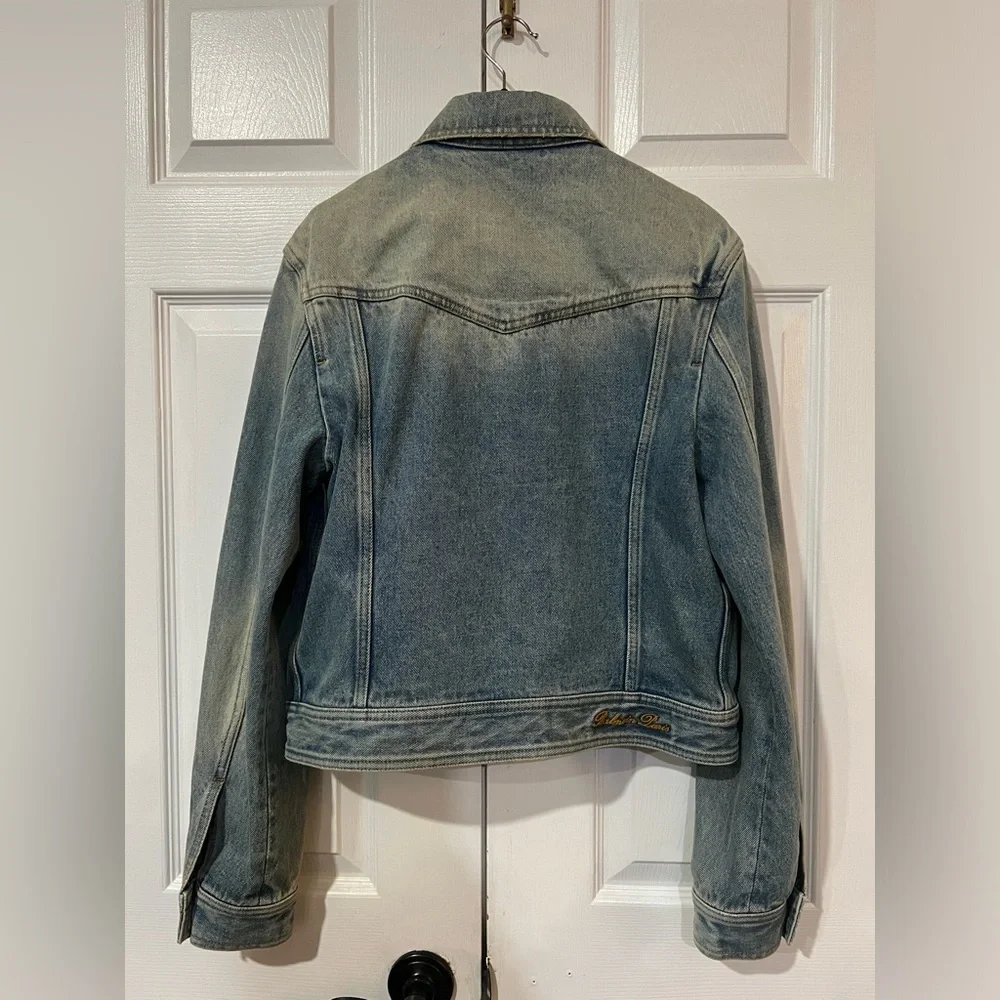 BALMAIN Gold Logo Button Denim Jacket - Picture 8 of 11
